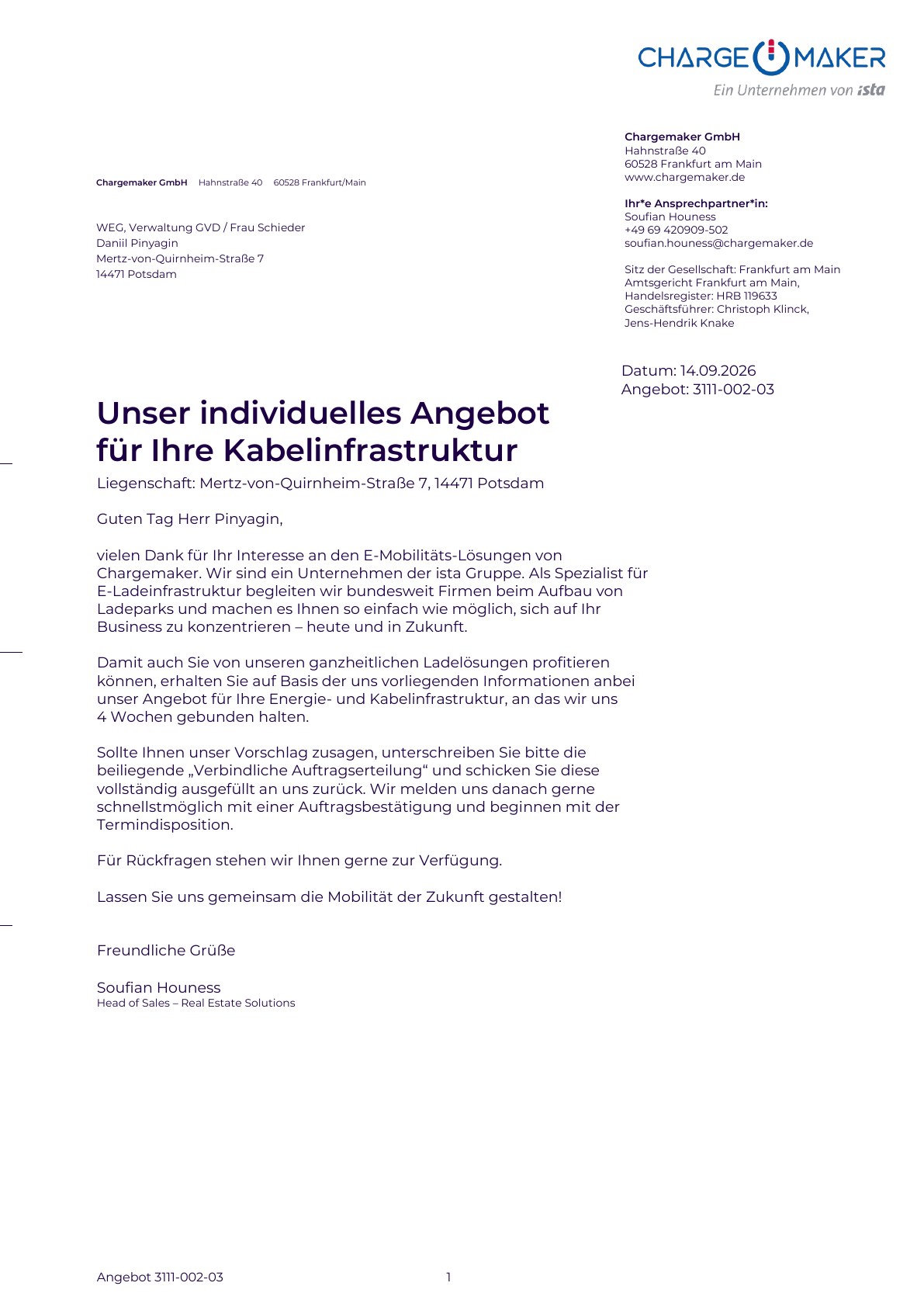 Angebot 1 Chargemaker, Seite 1 von 8